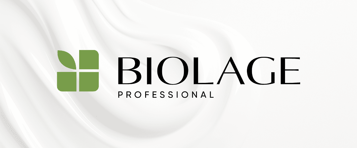 Biolage Professional logo with a flowing white background design.